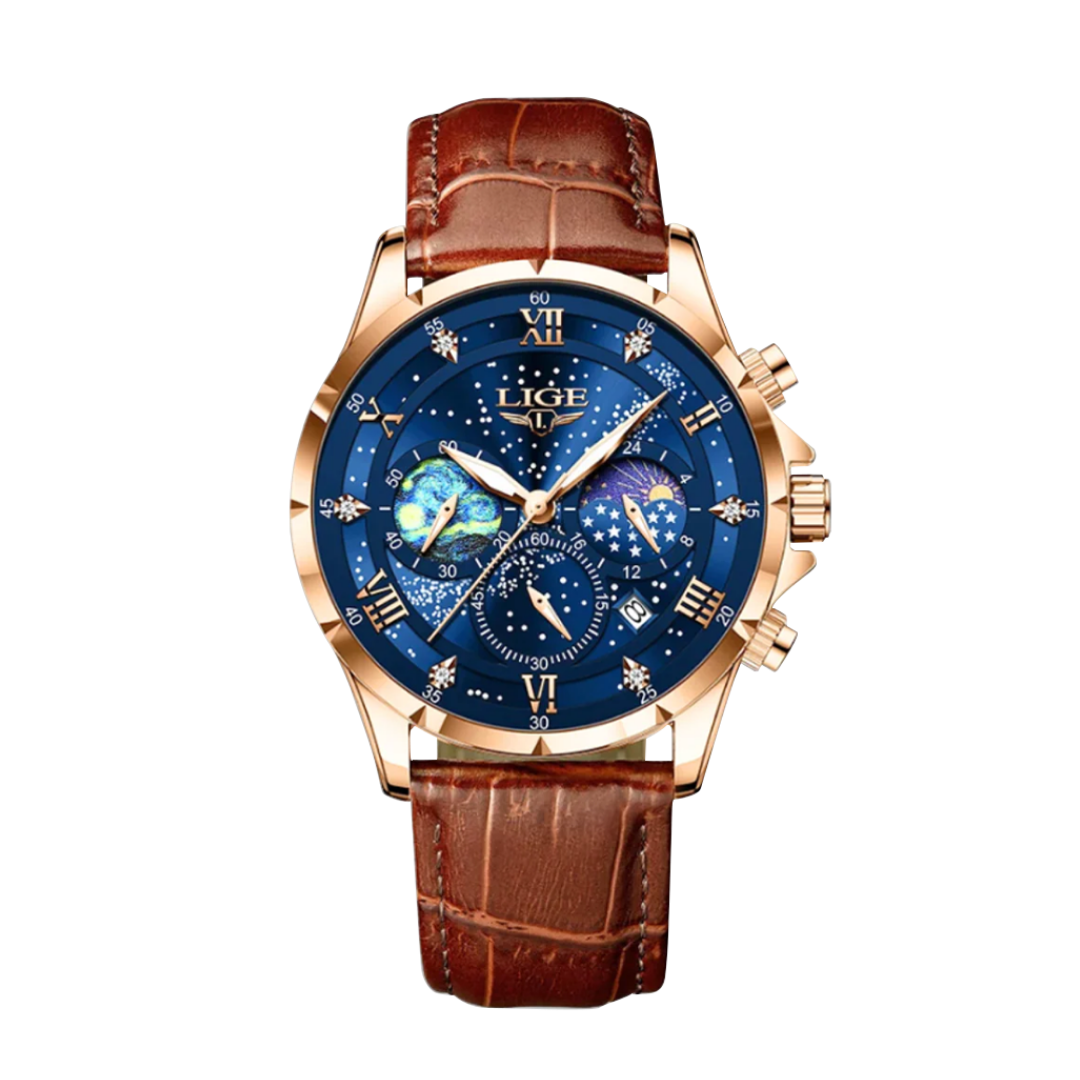 Relógio Refinado Com Fases Da Lua | 42mm