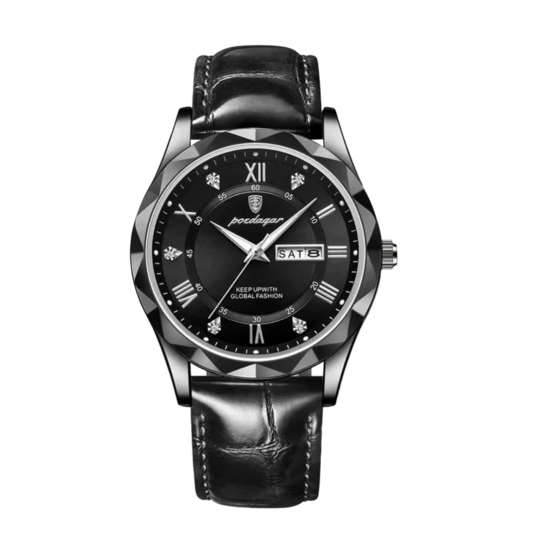 Relógio De Quartzo Com Correia De Pele Elegante | 40mm