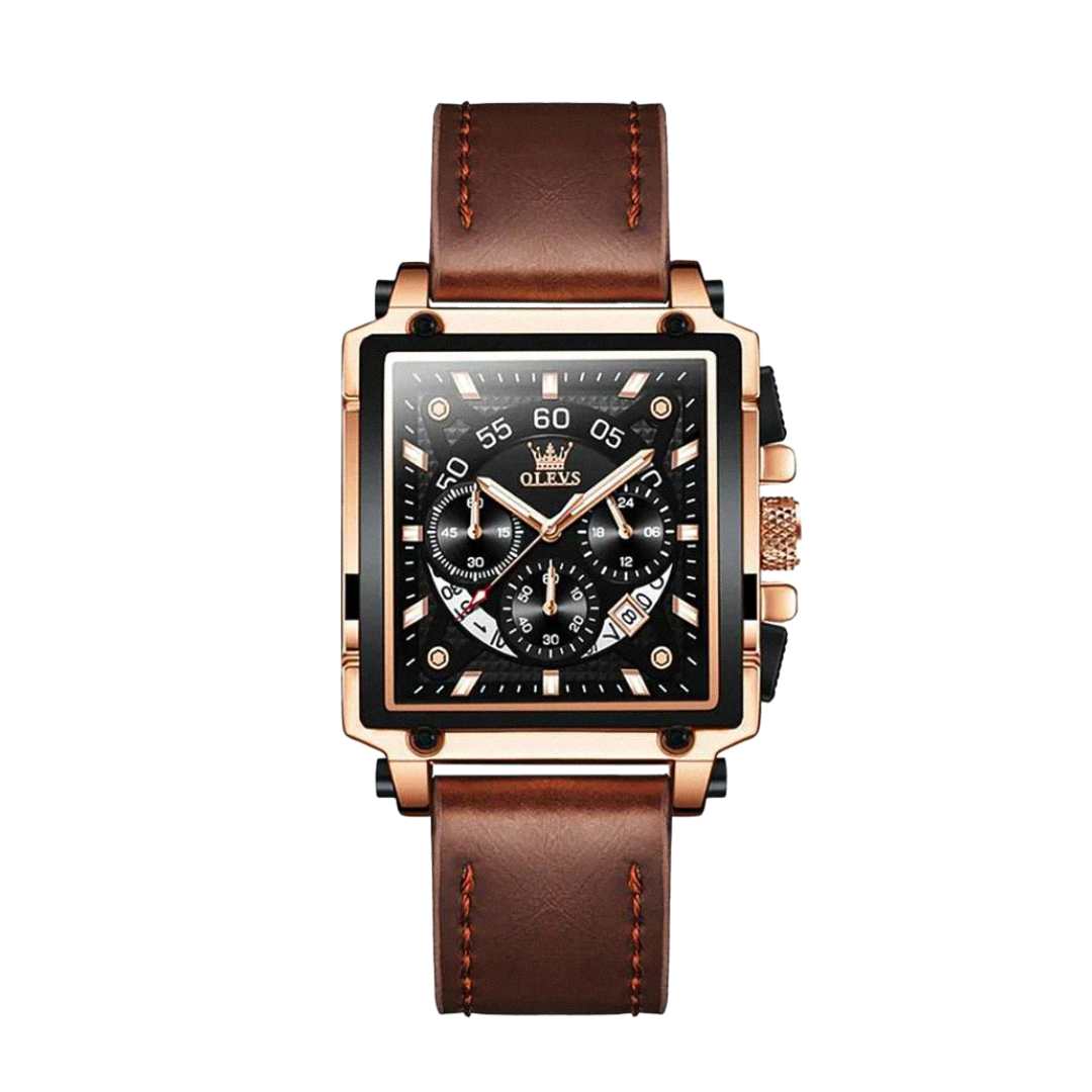 Relógio Cronógrafo Masculino Estiloso Com Caixa Quadrada | 42x45mm