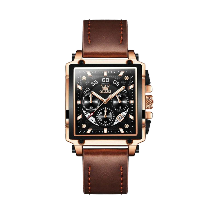 Relógio Cronógrafo Masculino Estiloso Com Caixa Quadrada | 42x45mm