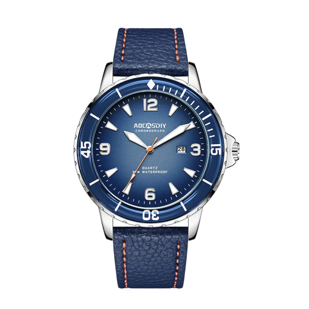 Relógio Masculino Robusto Com Correia De Pele | 44mm