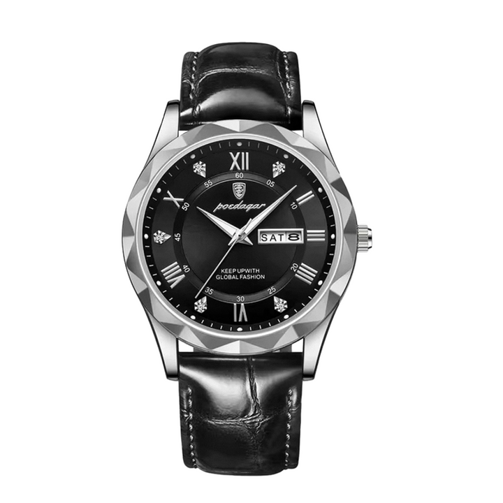 Relógio De Quartzo Com Correia De Pele Elegante | 40mm