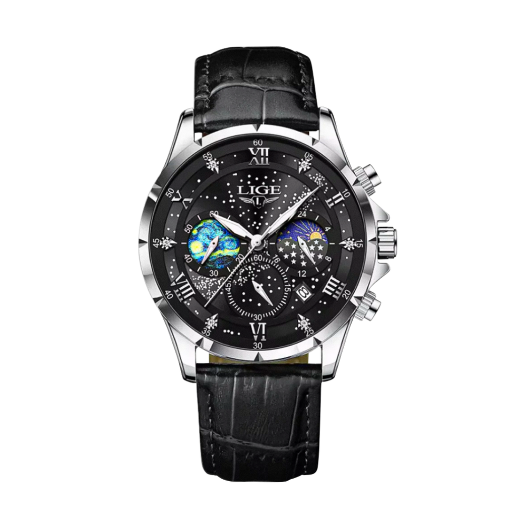 Relógio Refinado Com Fases Da Lua | 42mm