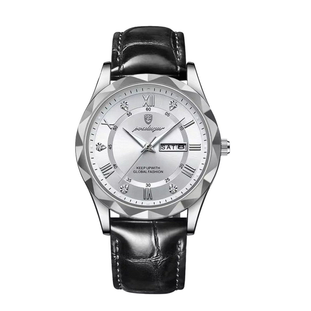 Relógio De Quartzo Com Correia De Pele Elegante | 40mm