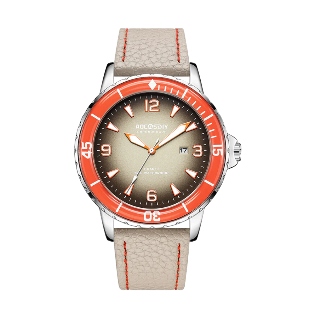 Relógio Masculino Robusto Com Correia De Pele | 44mm