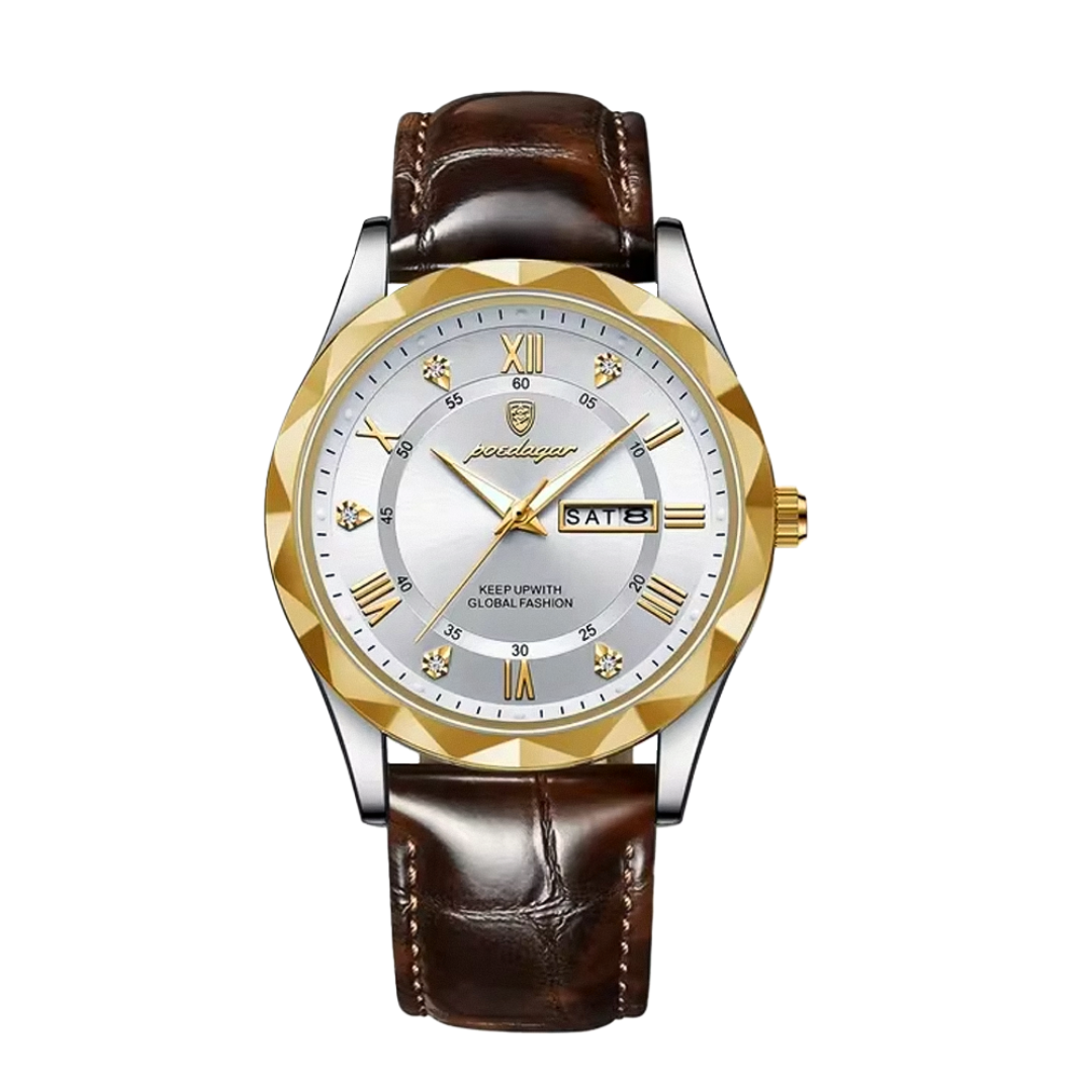 Relógio De Quartzo Com Correia De Pele Elegante | 40mm