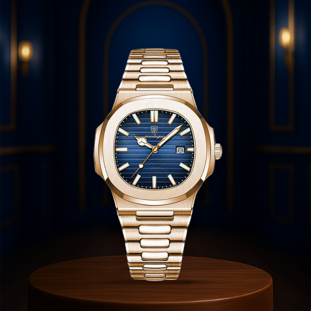 Relógio Com Acabamento Em Ouro Rosa e Moldura Elegante Refinada | 40mm