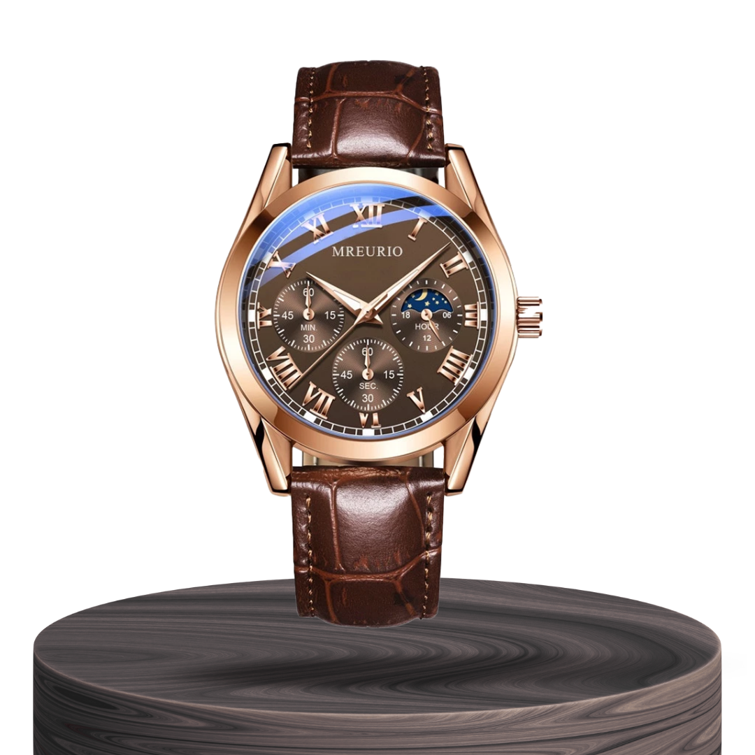 Cronógrafo Elegante Com Fases Da Lua | 42mm