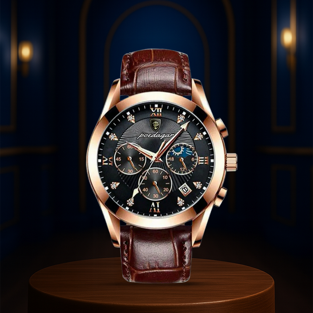 Relógio Clássico Com Correia De Pele Texturizada | 39mm