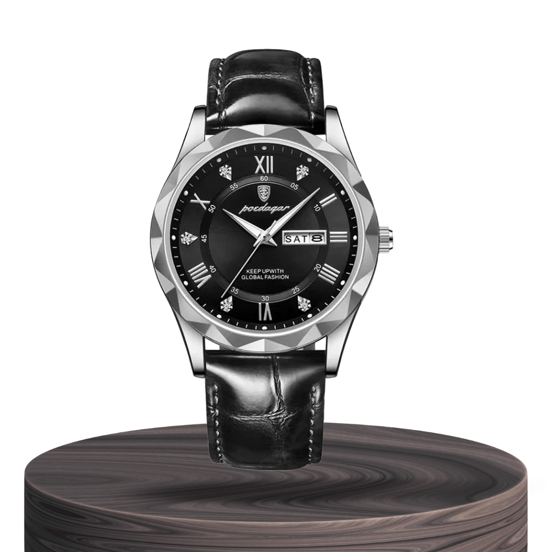 Relógio De Quartzo Com Correia De Pele Elegante | 40mm