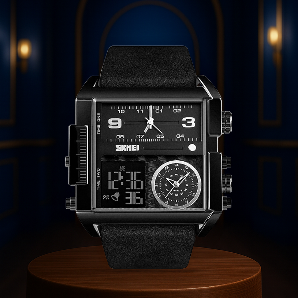 Relógio De Pulso Masculino De Quartzo Com Duplo Calendário | 51mm