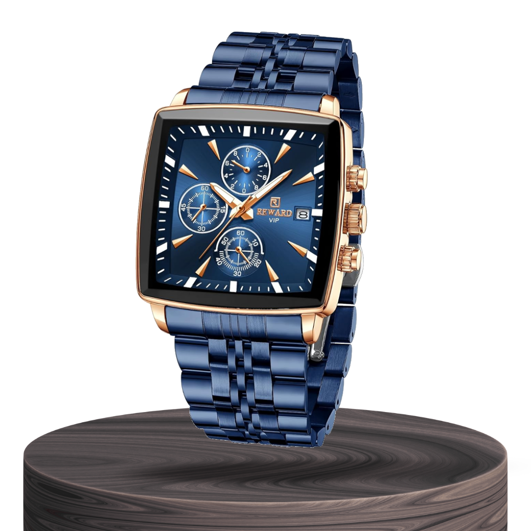 Relógio De Pulso Masculino Retangular De Quartzo De Luxo | 47mm