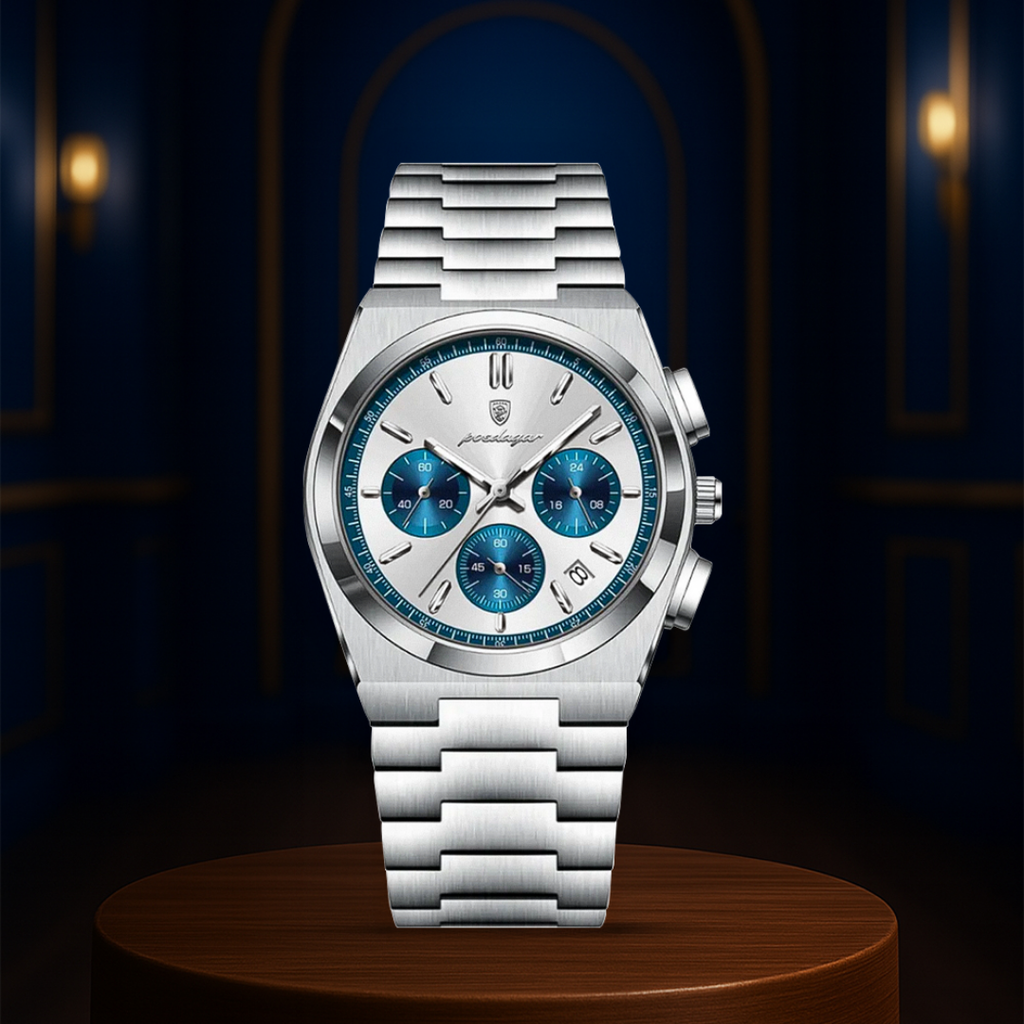 Relógio Cronógrafo Moderno Com Acabamento em Aço Elegante | 40mm
