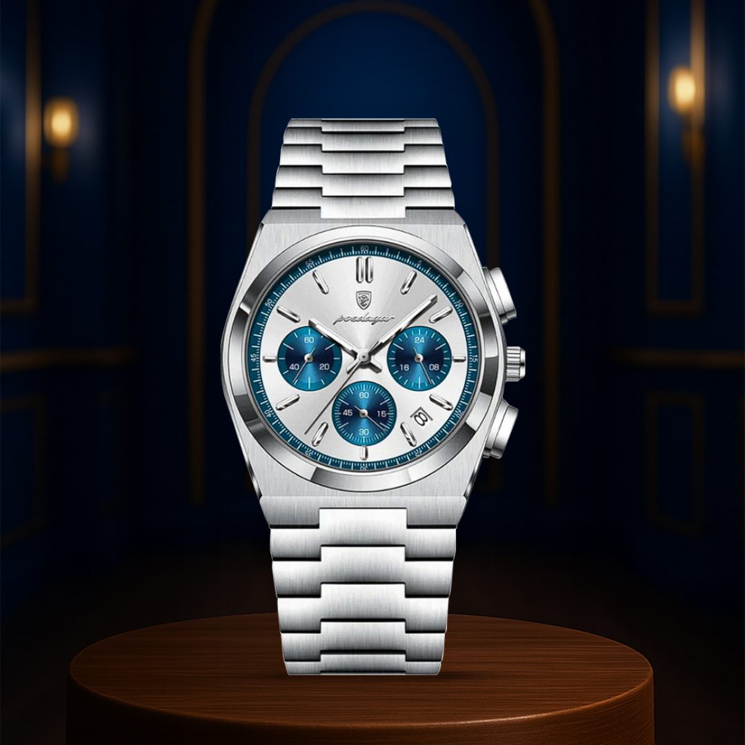 Relógio Cronógrafo Moderno Com Acabamento em Aço Elegante | 40mm