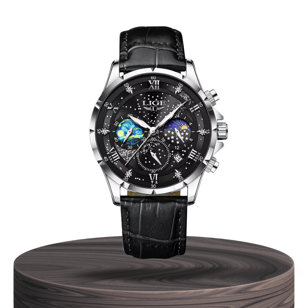 Relógio Refinado Com Fases Da Lua | 42mm