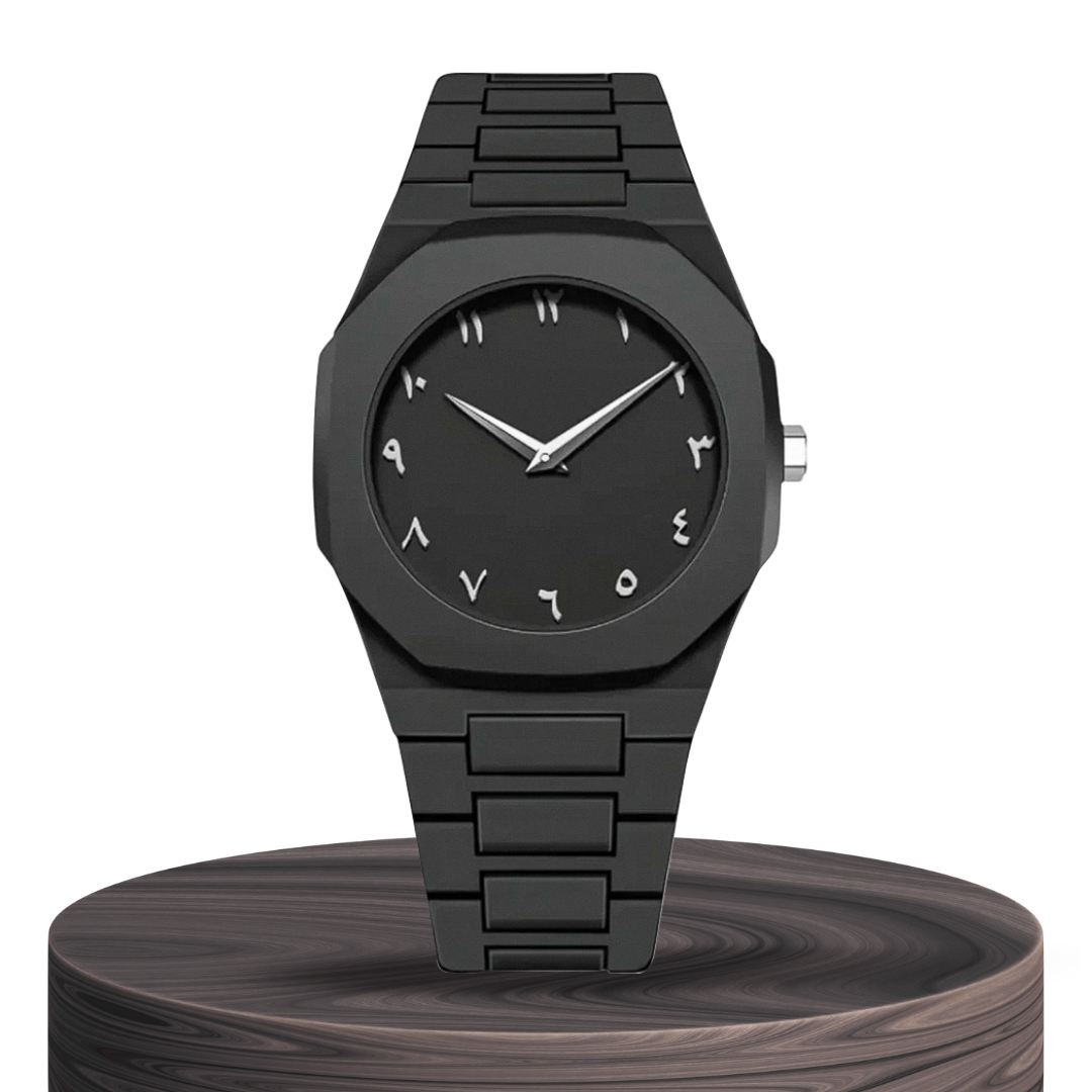 Relógio Minimalista Totalmente Preto Com Algarismos Distintos | 44mm