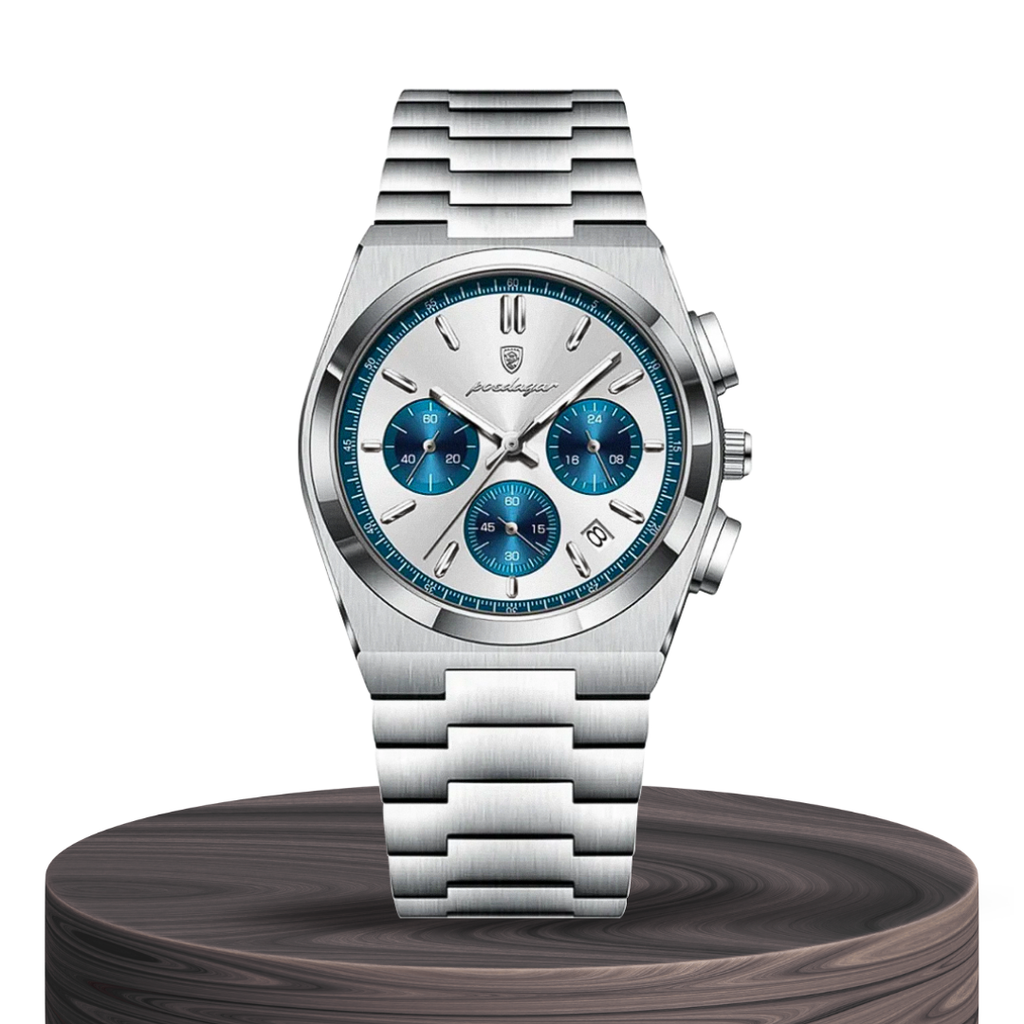 Relógio Cronógrafo Moderno Com Acabamento em Aço Elegante | 40mm