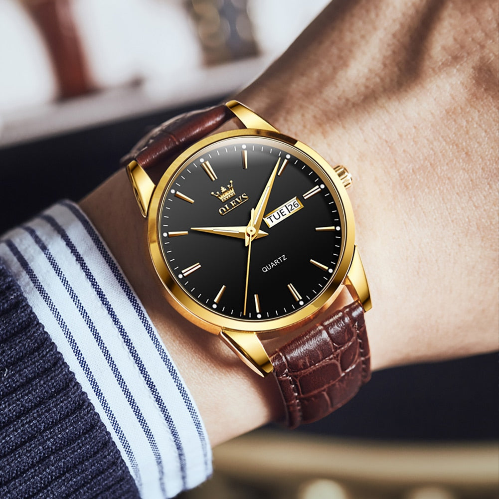 Relógio de Negócios de Luxo com Bracelete de Couro