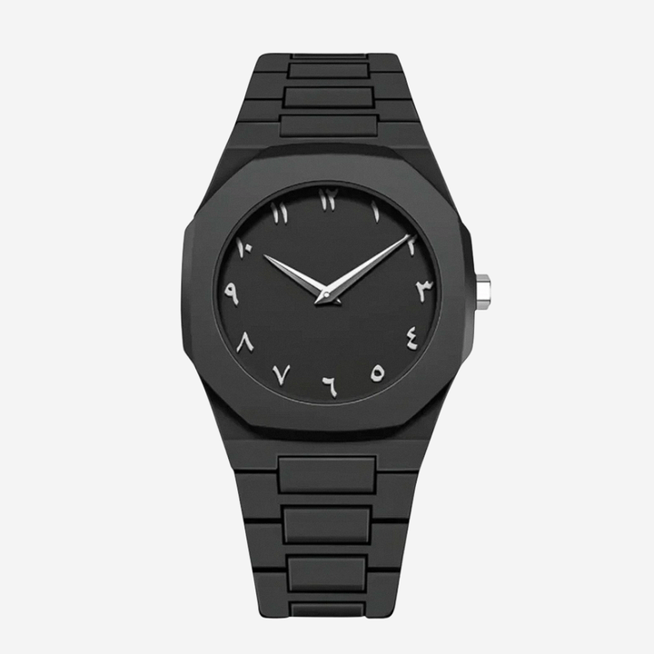 Relógio Minimalista Totalmente Preto Com Algarismos Distintos | 44mm