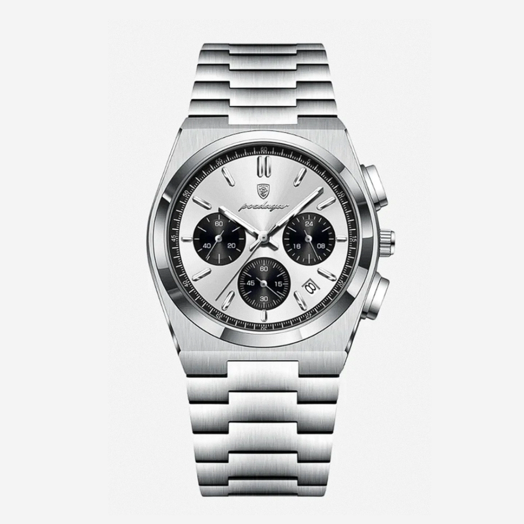 Relógio Cronógrafo Moderno Com Acabamento em Aço Elegante | 40mm