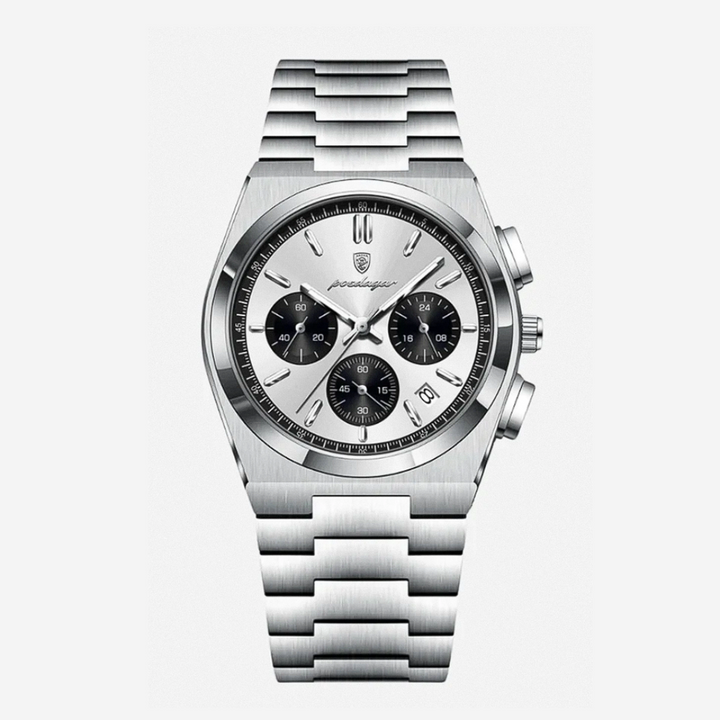 Relógio Cronógrafo Moderno Com Acabamento em Aço Elegante | 40mm
