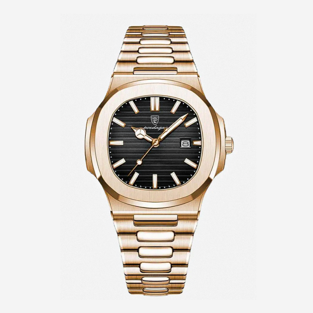 Relógio Com Acabamento Em Ouro Rosa e Moldura Elegante Refinada | 40mm