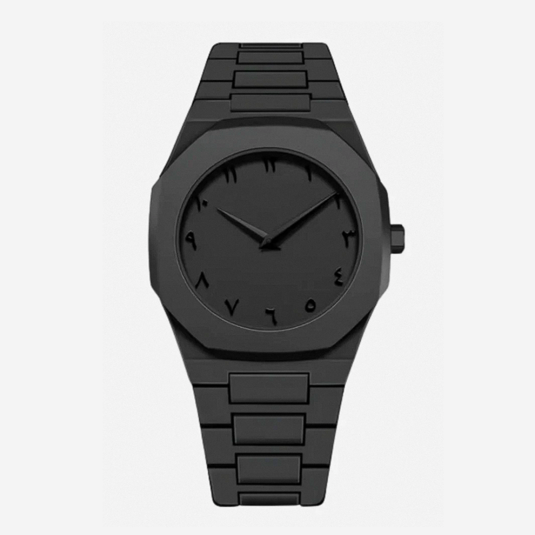 Relógio Minimalista Totalmente Preto Com Algarismos Distintos | 44mm