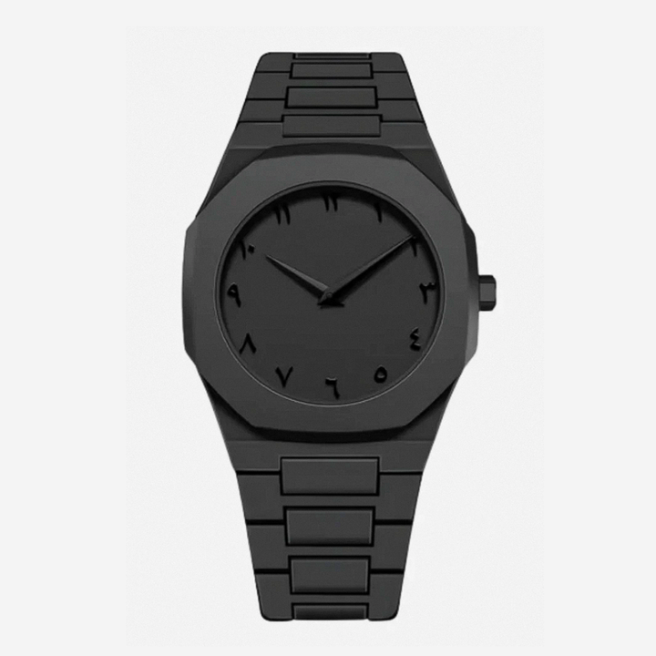 Relógio Minimalista Totalmente Preto Com Algarismos Distintos | 44mm