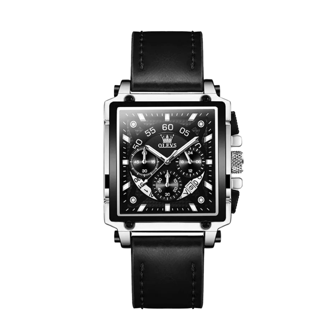Relógio Cronógrafo Masculino Estiloso Com Caixa Quadrada | 42x45mm