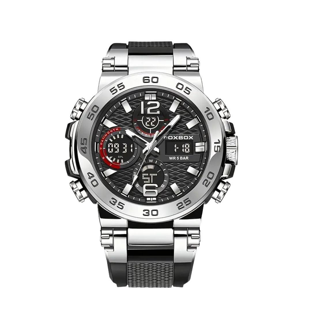 Relógio Militar Masculino De Quartzo Com Duplo Mostrador Digital |46mm