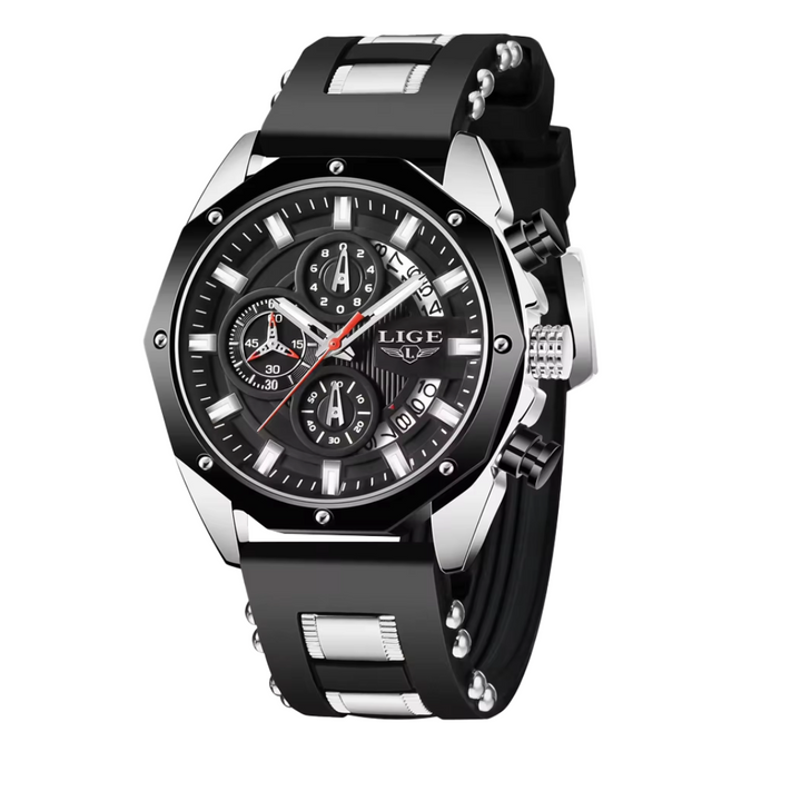 Dean | Relógio Cronógrafo Desportivo Masculino De Quartzo Com Correia De Silicone | 35mm