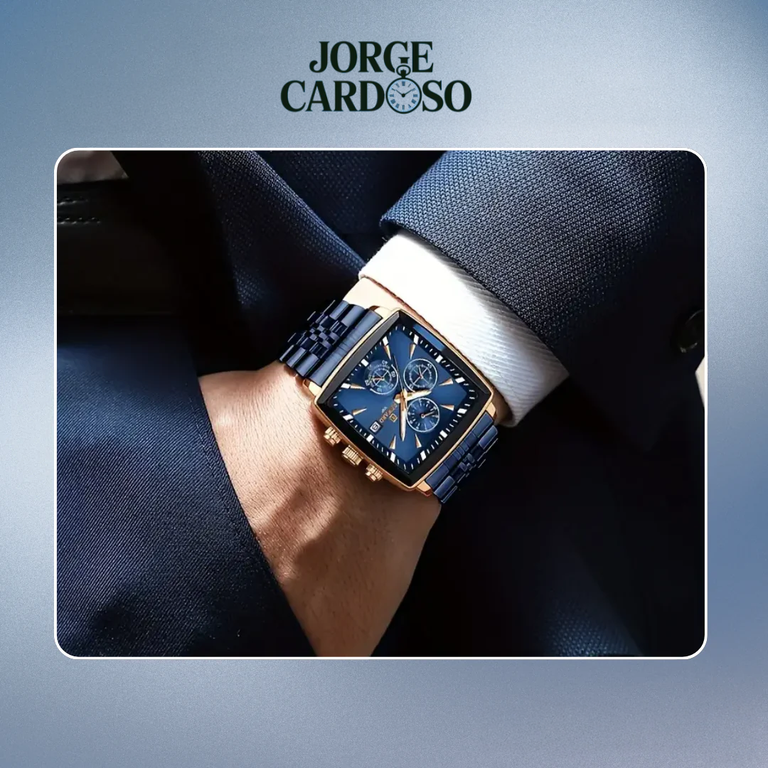 Relógio Retangular Luxuoso de Quartzo | Masculino