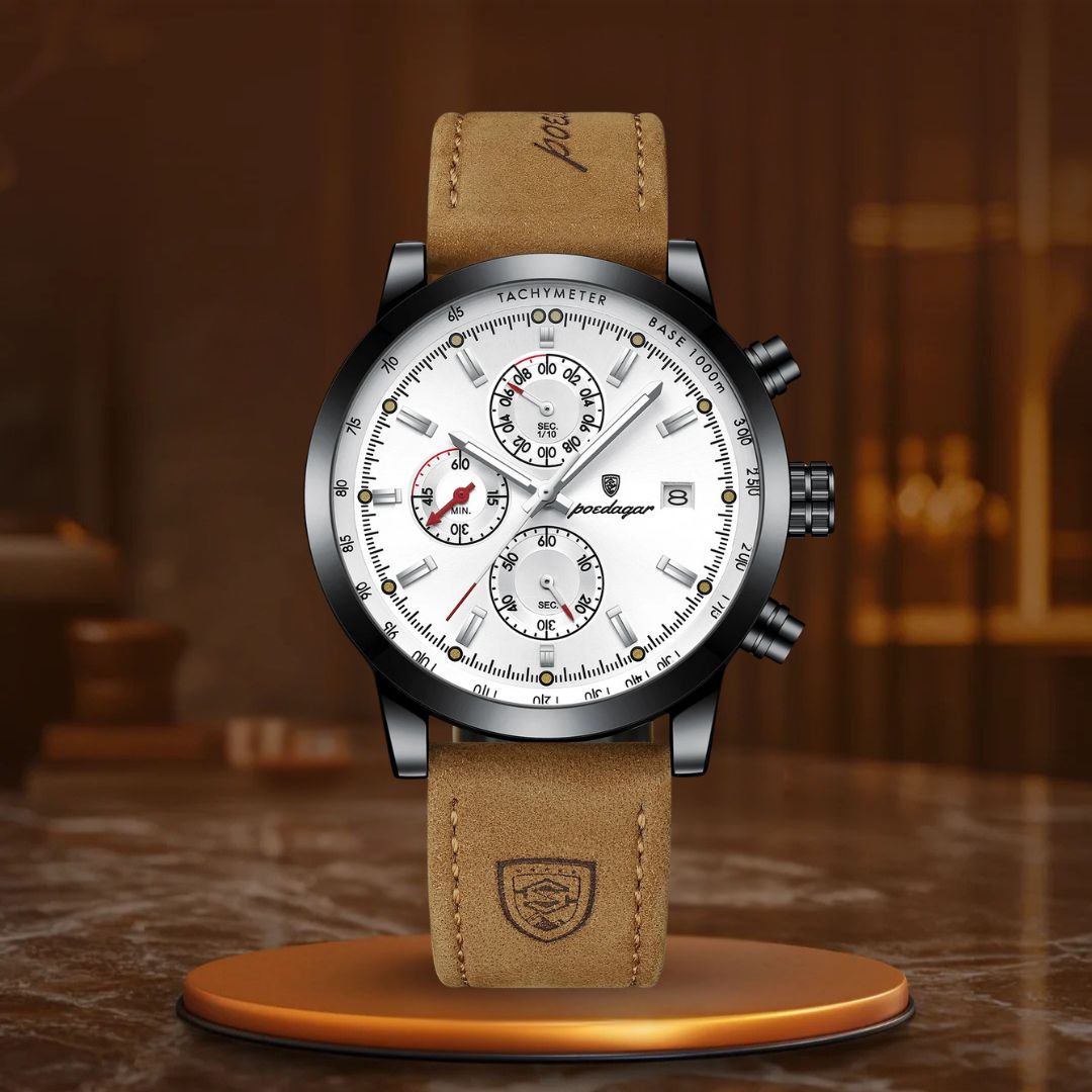 Relógio Desportivo Masculino Elegante em Couro