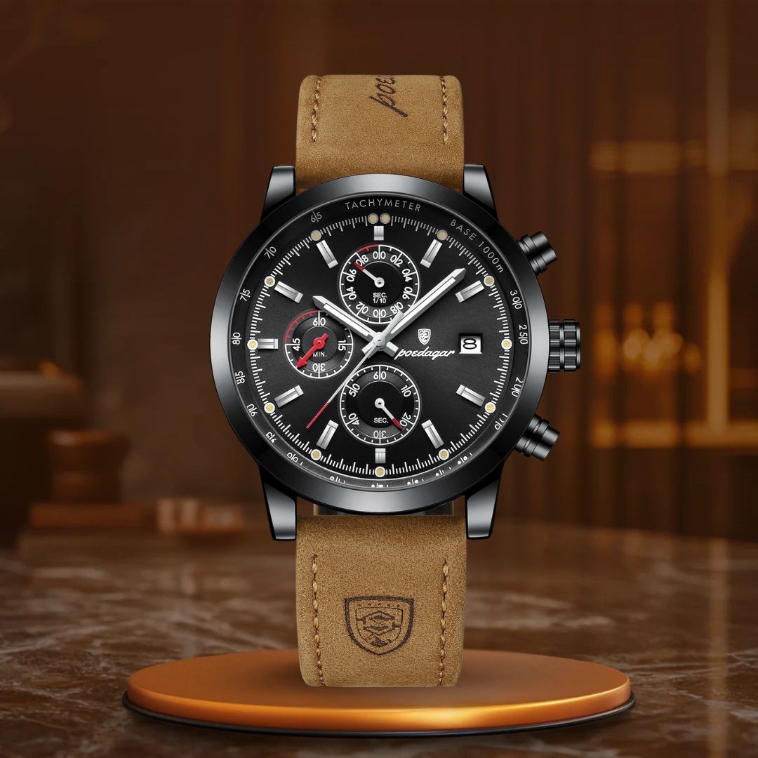 Relógio Desportivo Masculino Elegante em Couro