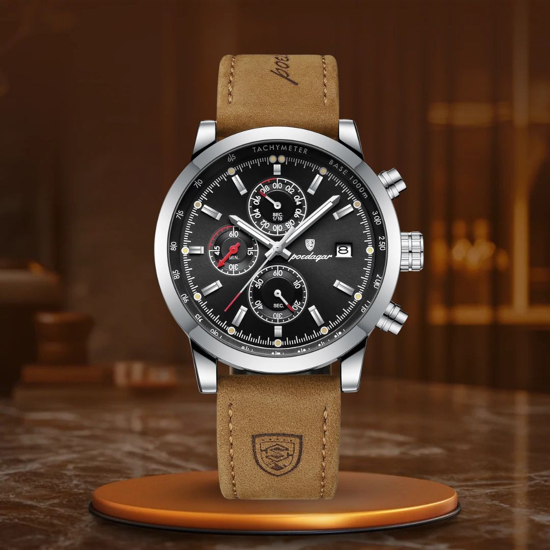 Relógio Desportivo Masculino Elegante em Couro