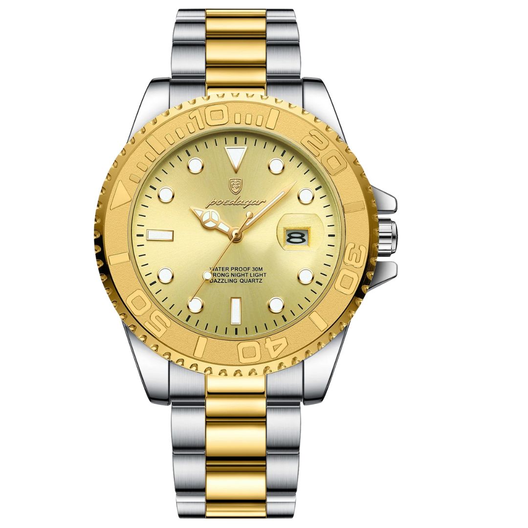 Relógio Masculino em Prata e Ouro