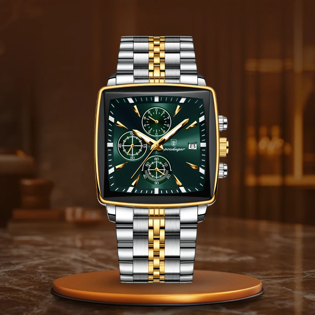 Relógio de Pulso Masculino Quadrado Aço Inoxidável