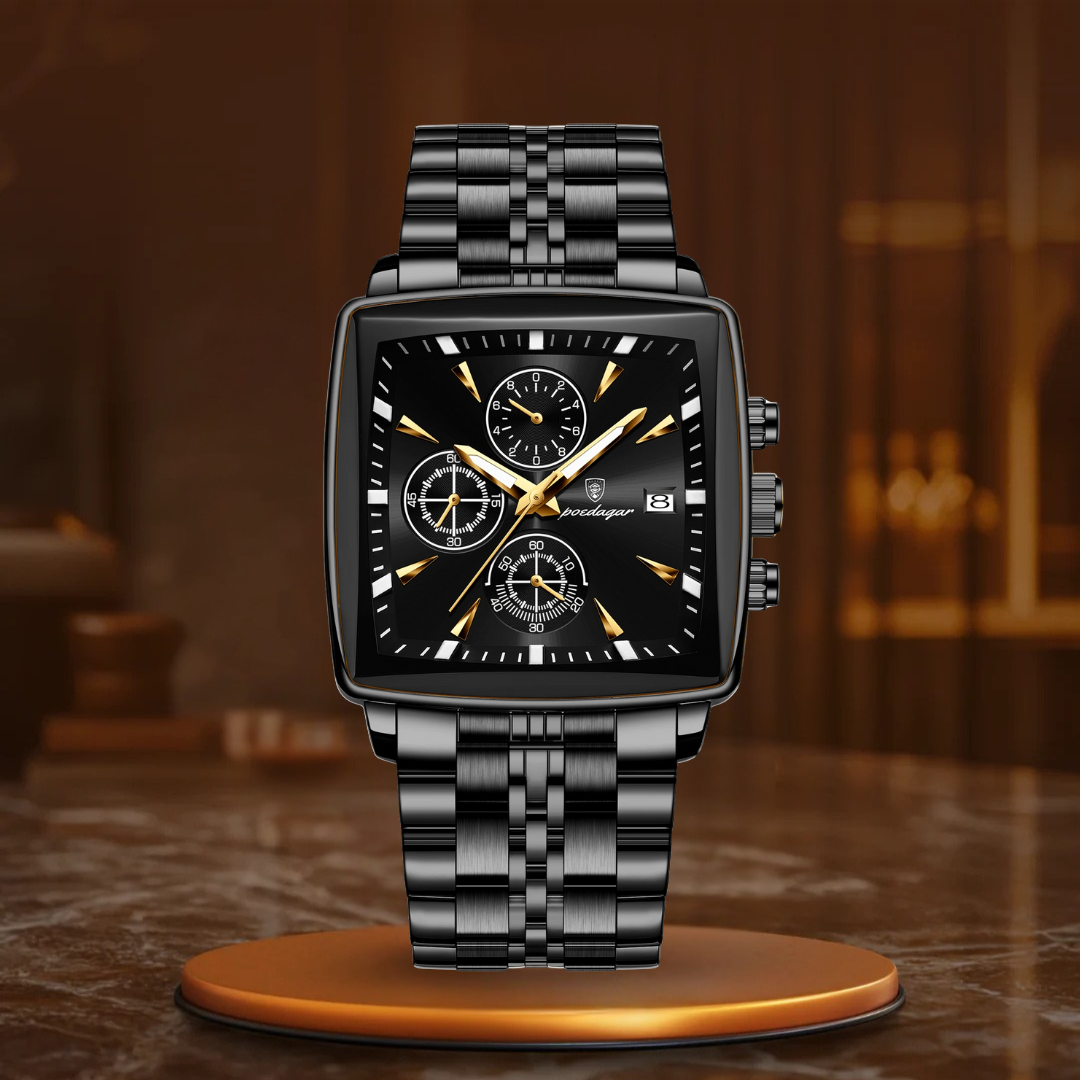 Relógio de Pulso Masculino Quadrado Aço Inoxidável