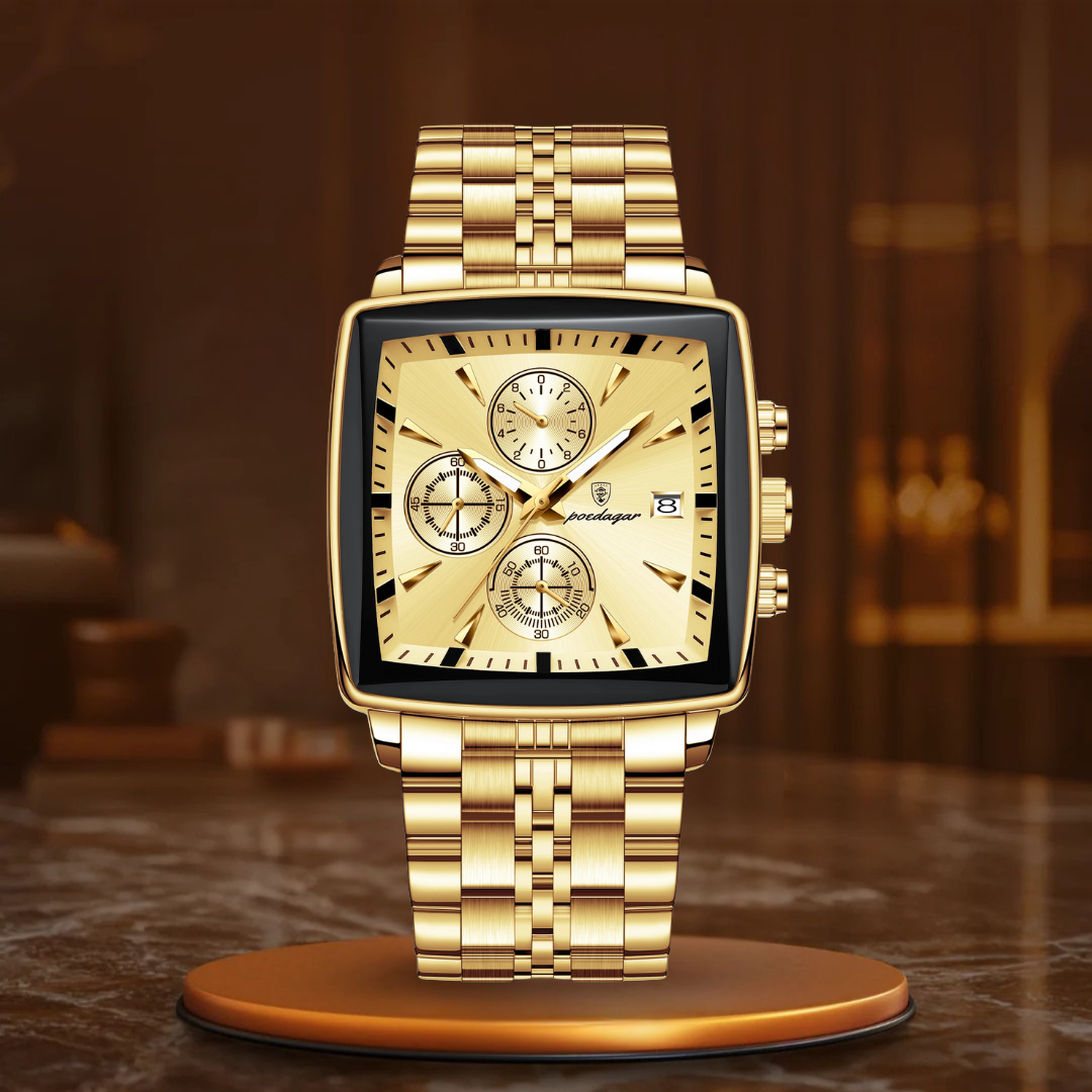 Relógio de Pulso Masculino Quadrado Aço Inoxidável