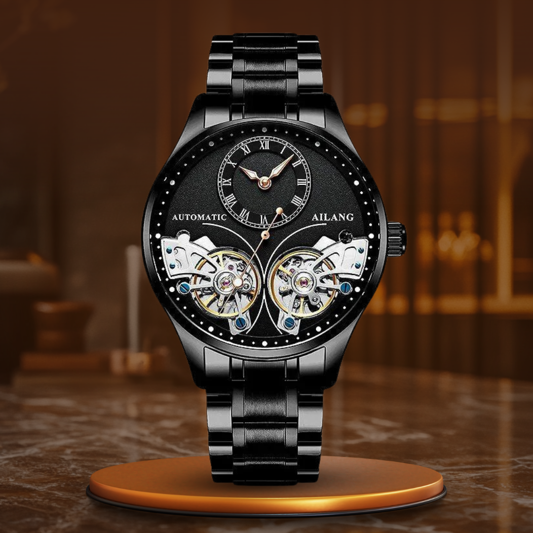 Relógio Mecânico Luminiscente com Duplo Turbilhão