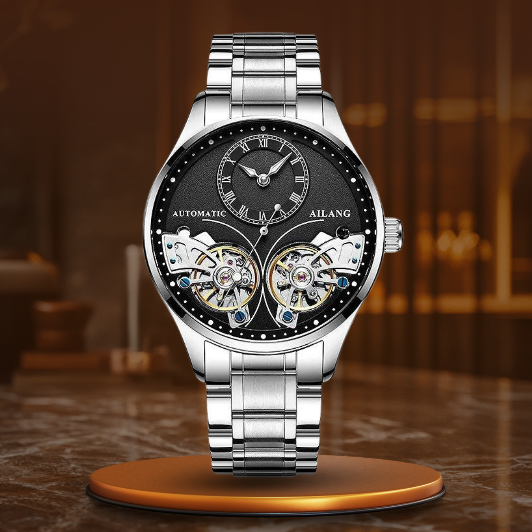 Relógio Mecânico Luminiscente com Duplo Turbilhão