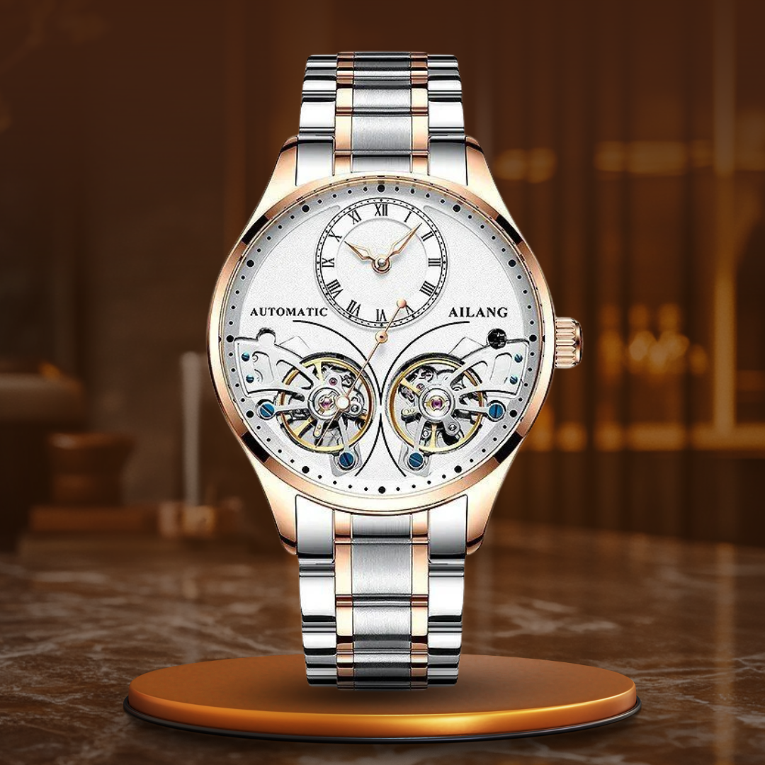 Relógio Mecânico Luminiscente com Duplo Turbilhão