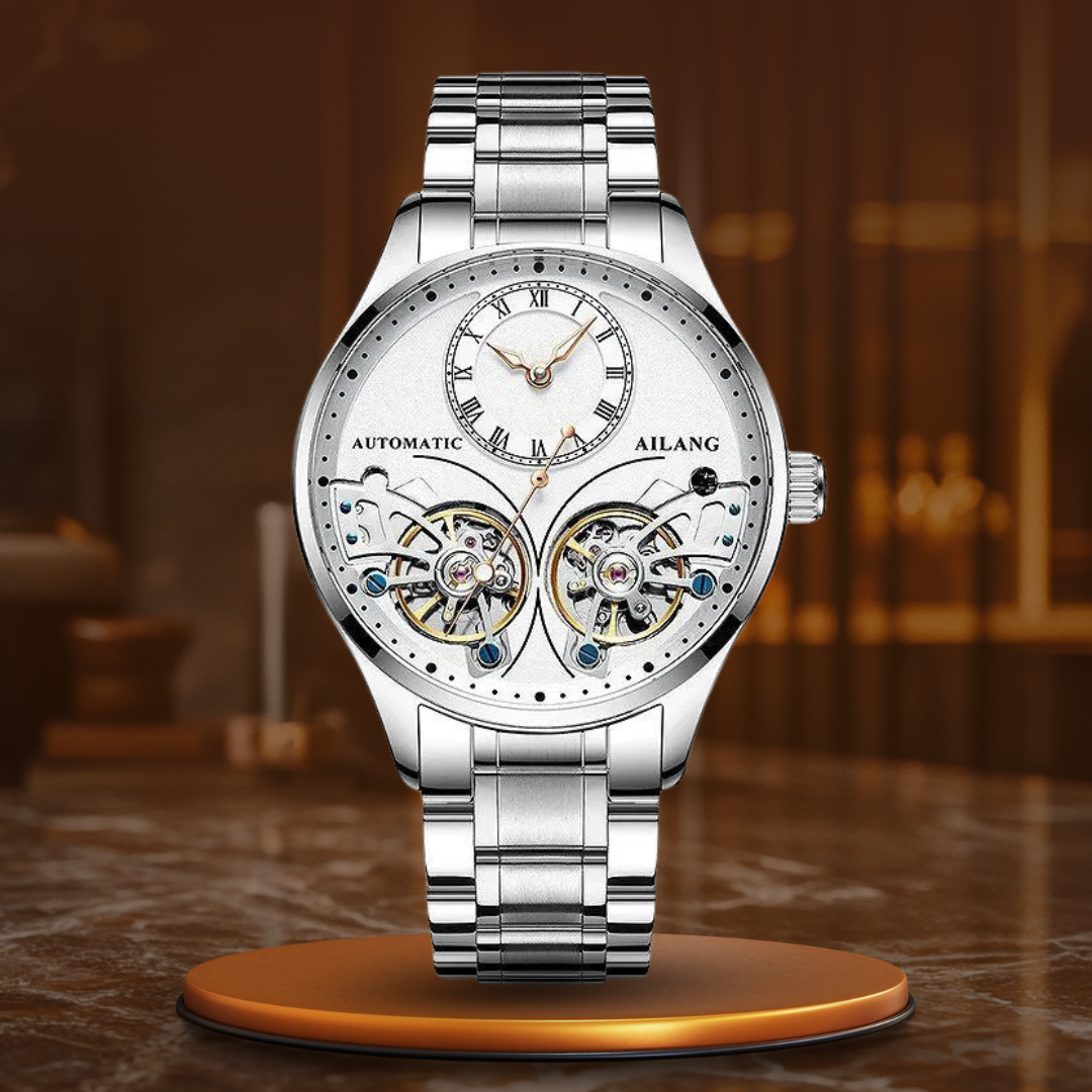 Relógio Mecânico Luminiscente com Duplo Turbilhão