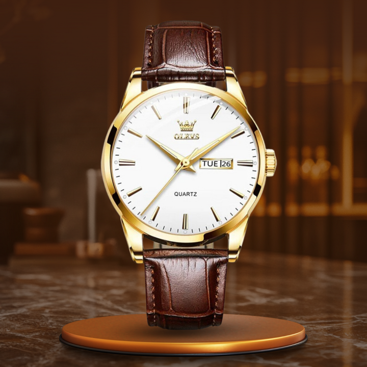 Relógio de Negócios de Luxo com Bracelete de Couro
