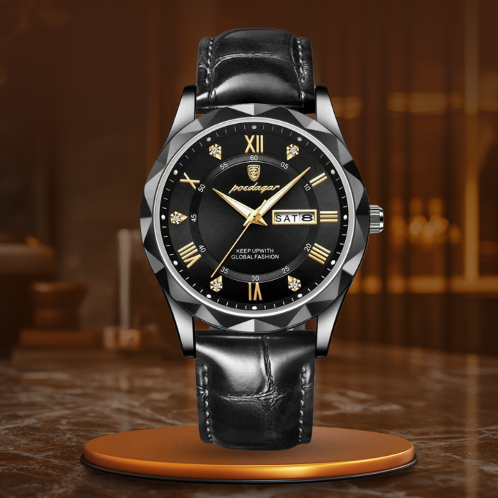 Relógio de Quartzo de Luxo com Bracelete em Couro