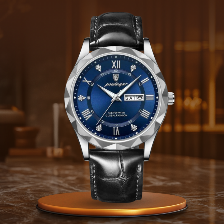 Relógio de Quartzo de Luxo com Bracelete em Couro