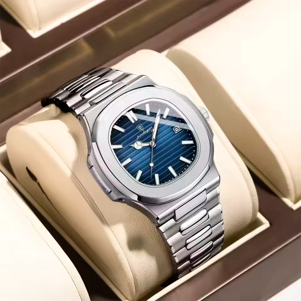 Relógio Masculino de Quartzo de Ouro e Prata