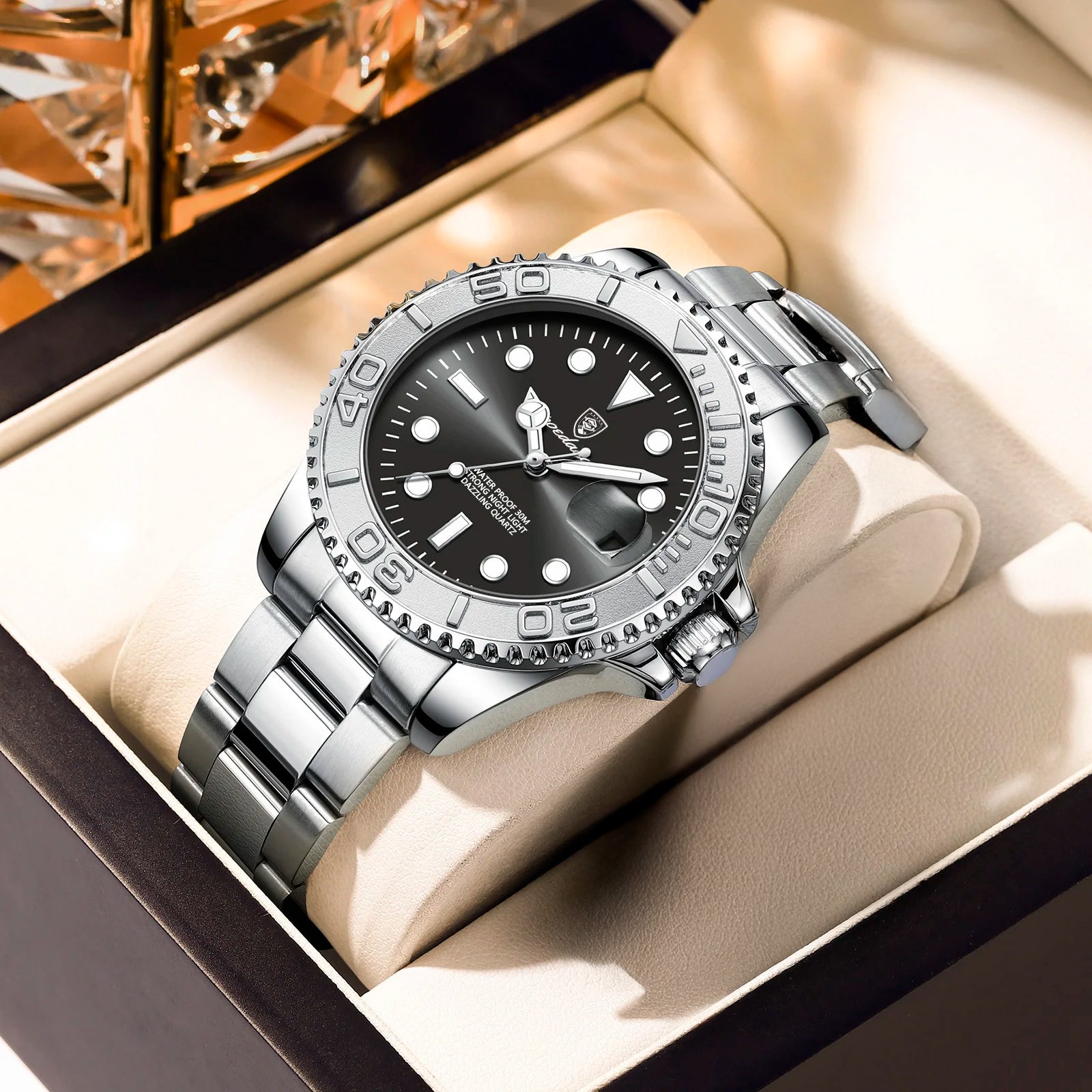 Relógio Masculino em Prata e Ouro