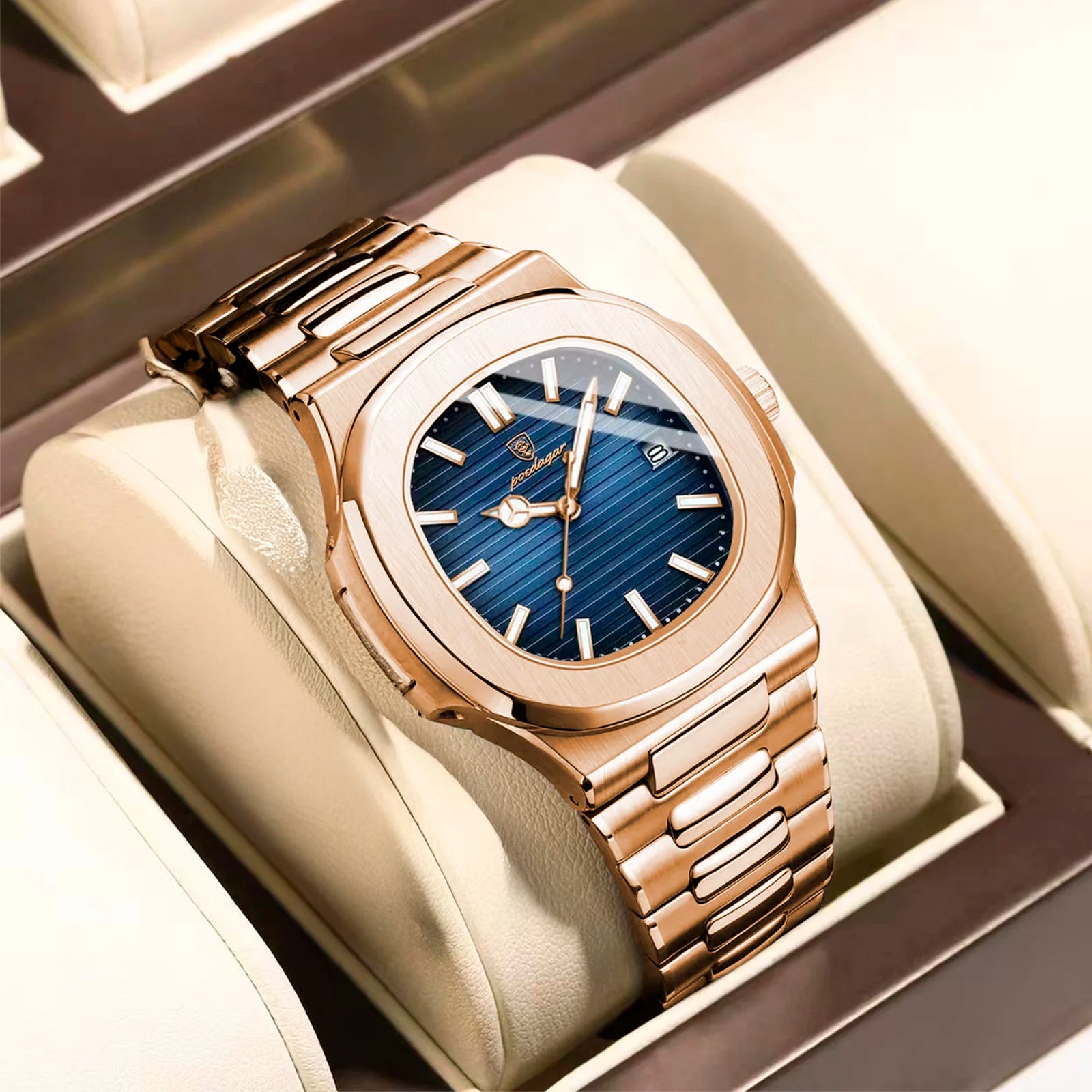 Relógio Masculino de Quartzo de Ouro e Prata