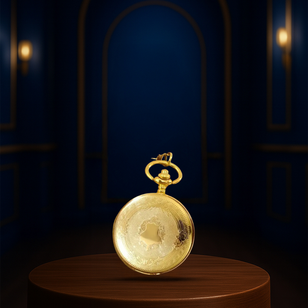 Relógio De Bolso Dourado Gravado | 45mm